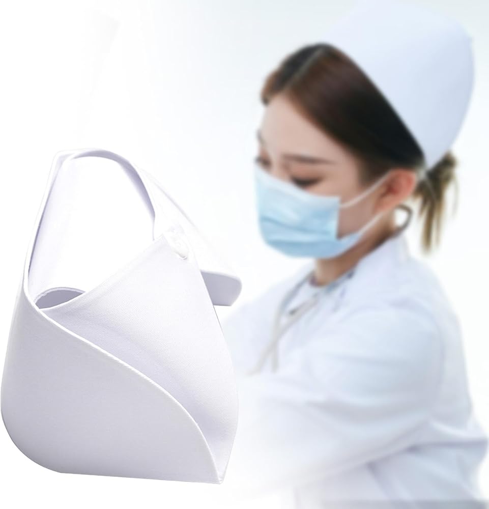 Healthcare worker adjusting uncomfortable uniform