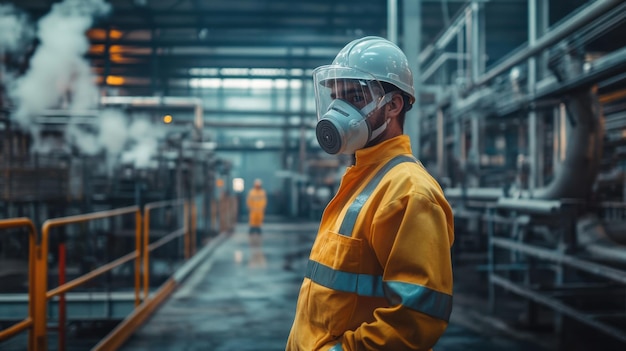 Industrial worker wearing full PPE