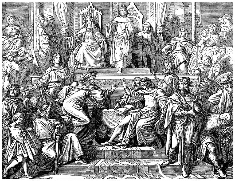 Medieval court scene