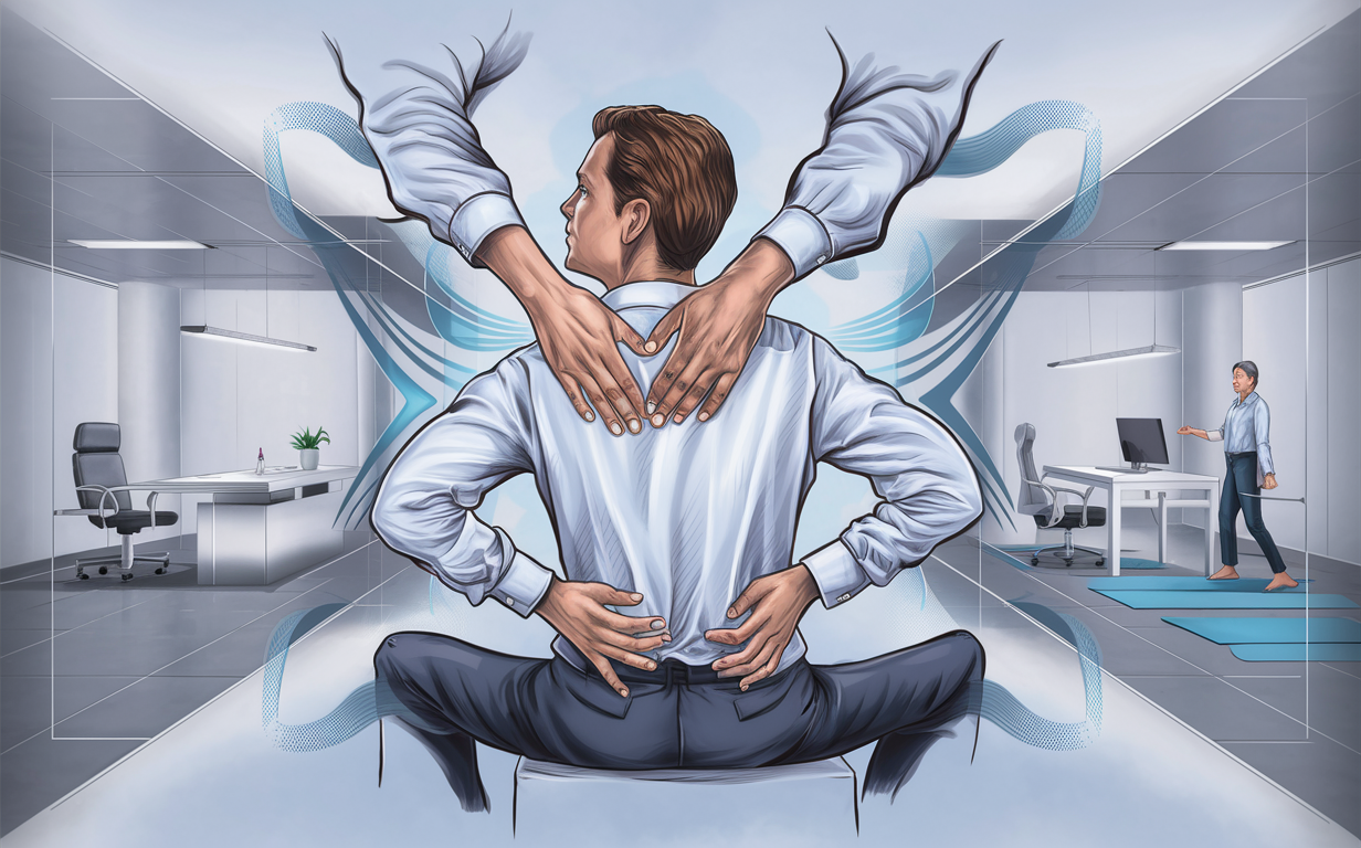Office worker adjusting their professional attire