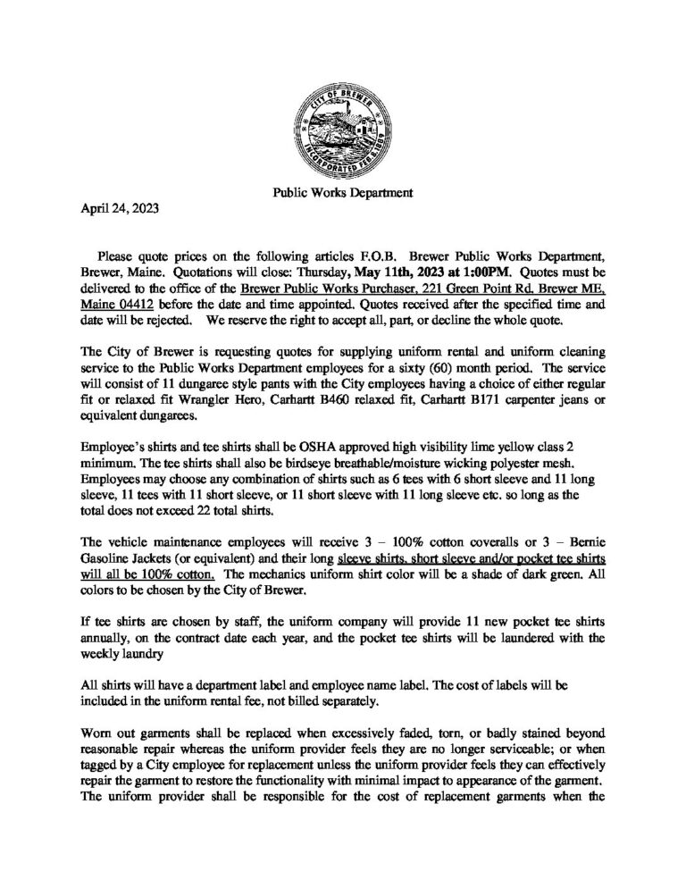 Uniform being laundered or repaired