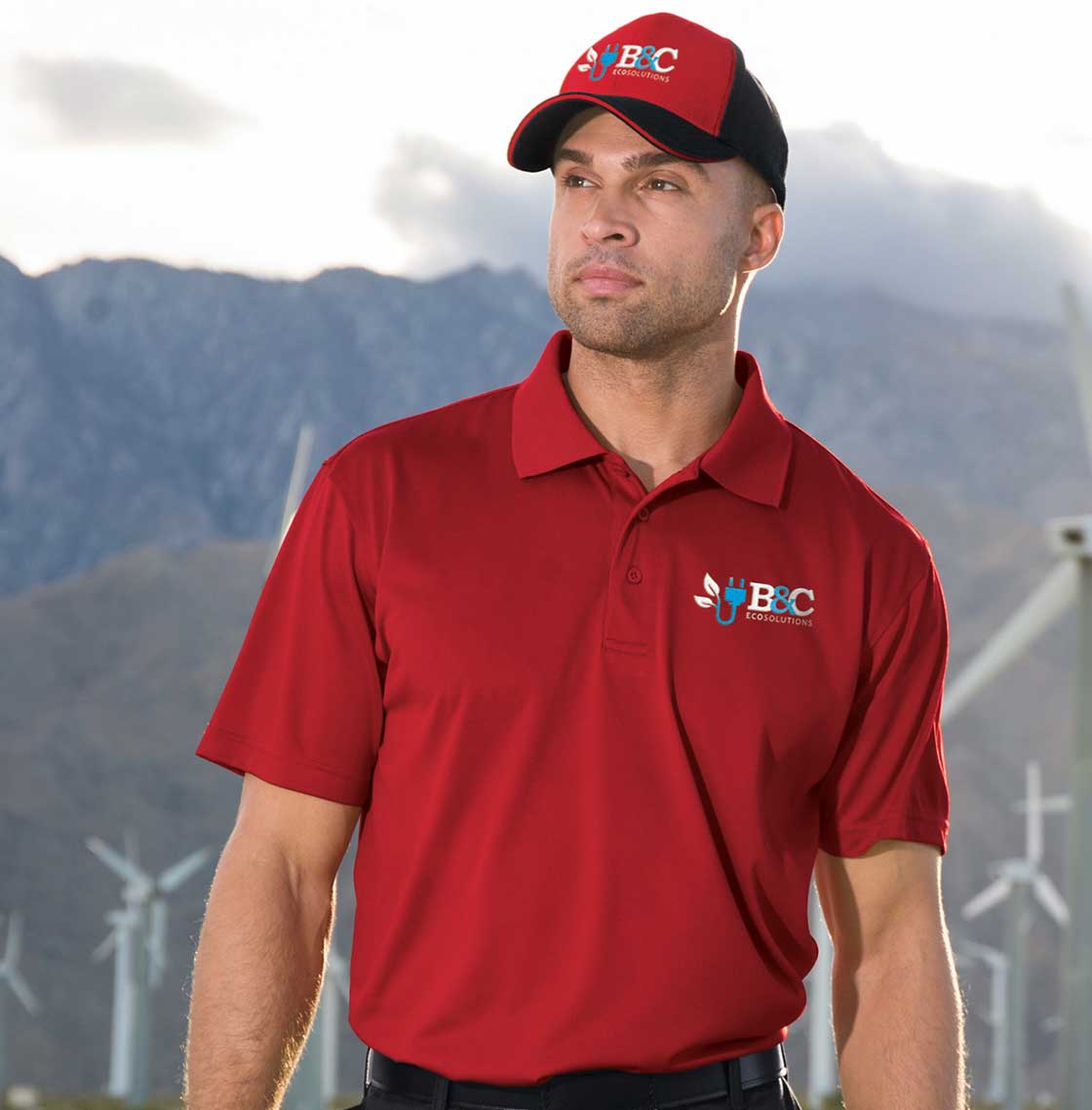 Uniform with embroidered logo