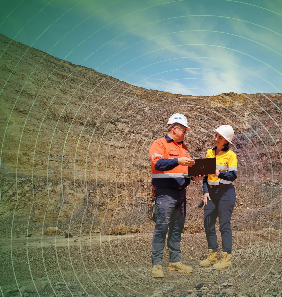 Worker demonstrating range of motion in uniform