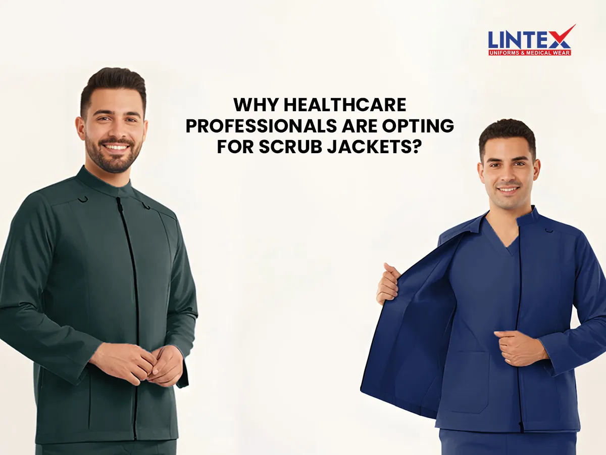 Healthcare professional layering scrubs