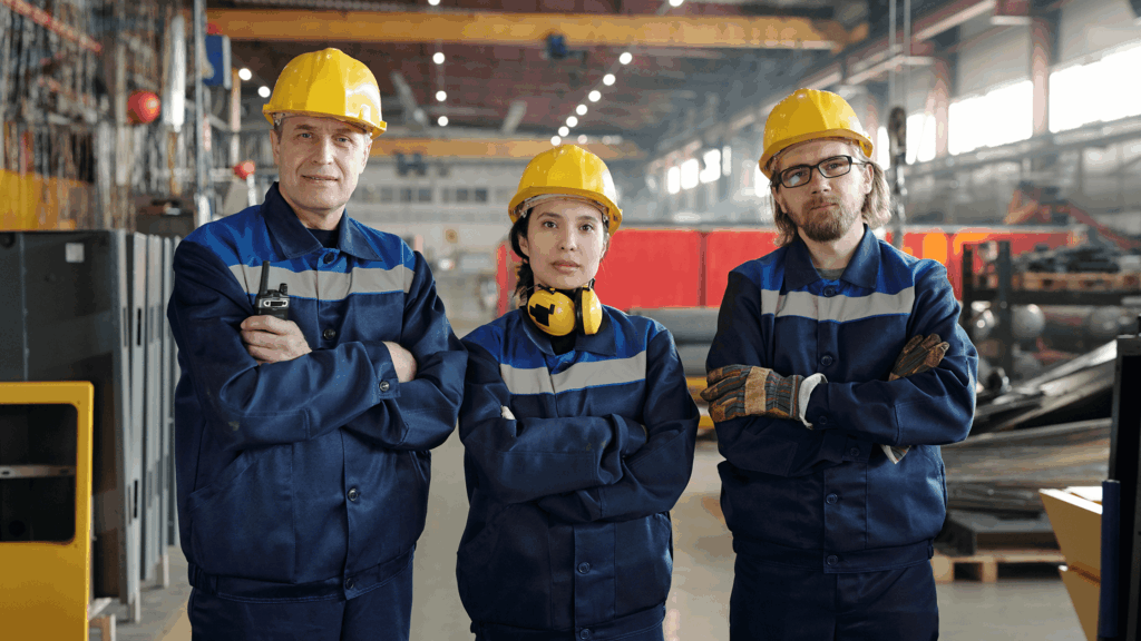 Industrial worker wearing durable uniform Industrial worker wearing durable uniform