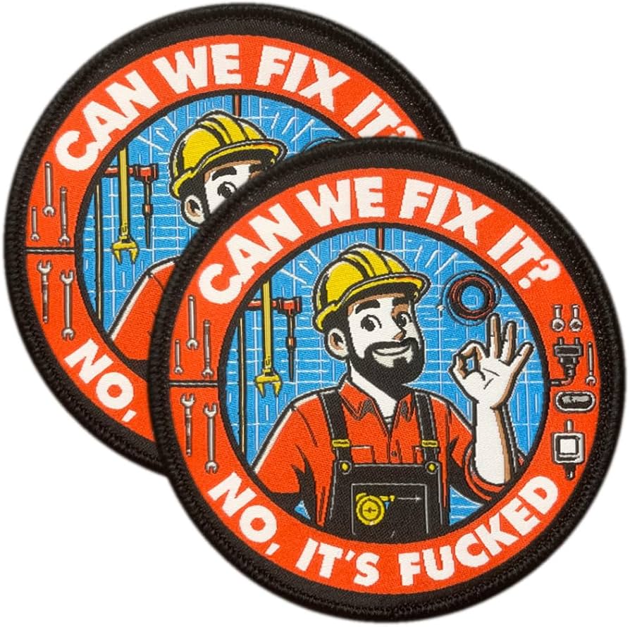 Industrial worker with company logo patch on uniform