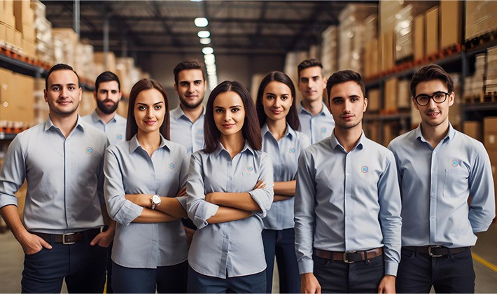 Team in branded uniforms