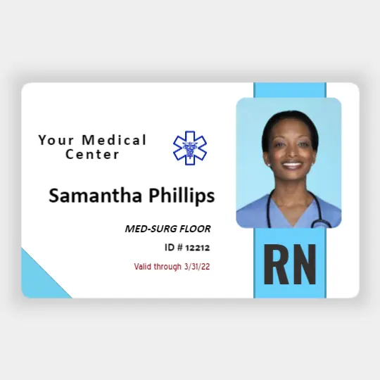 Healthcare worker with ID badge