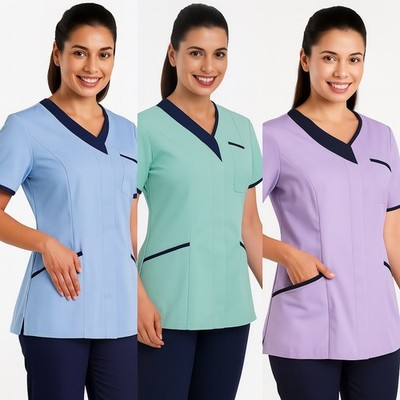 Healthcare worker with uniform logo