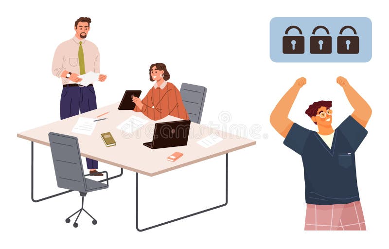 Office team discussing project data