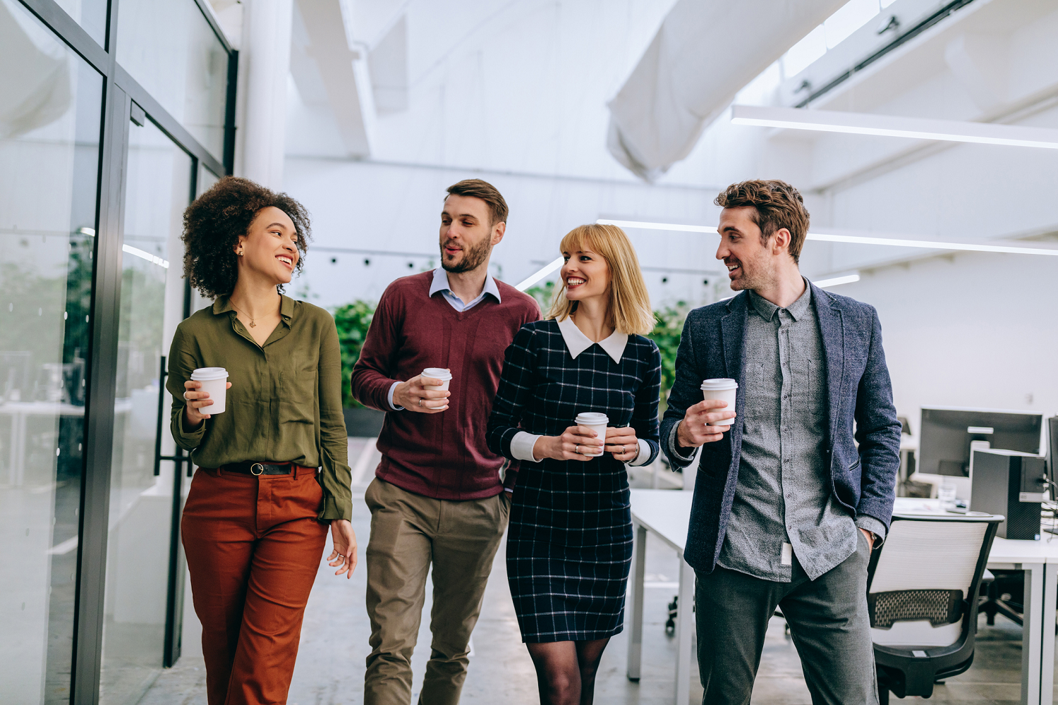 Office workers in business casual attire
