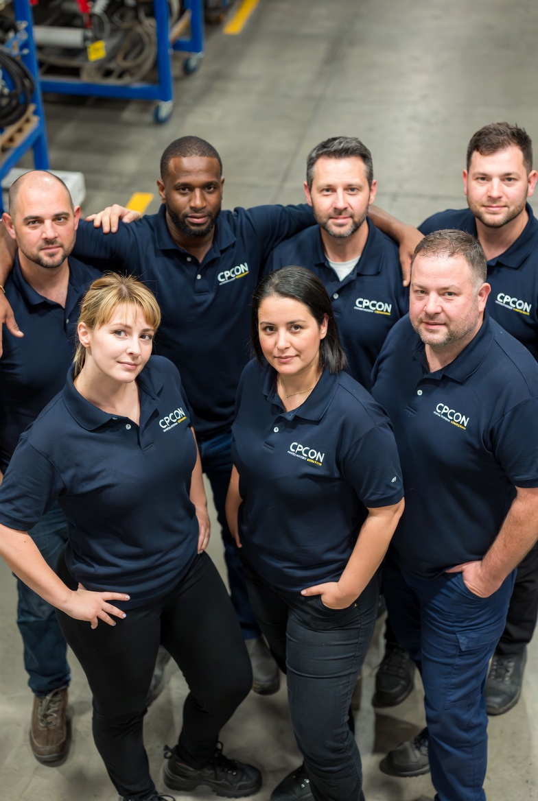 Team members in branded uniforms