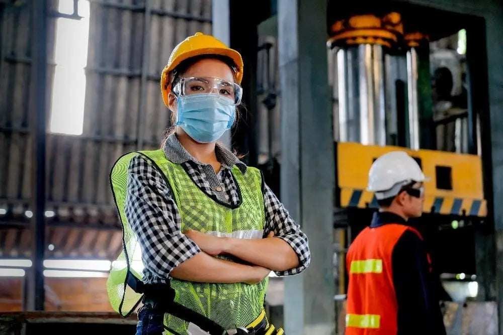 Worker wearing safety gear