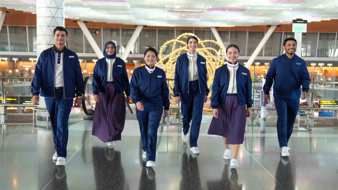 Customer service team in branded uniforms Customer service team in branded uniforms
