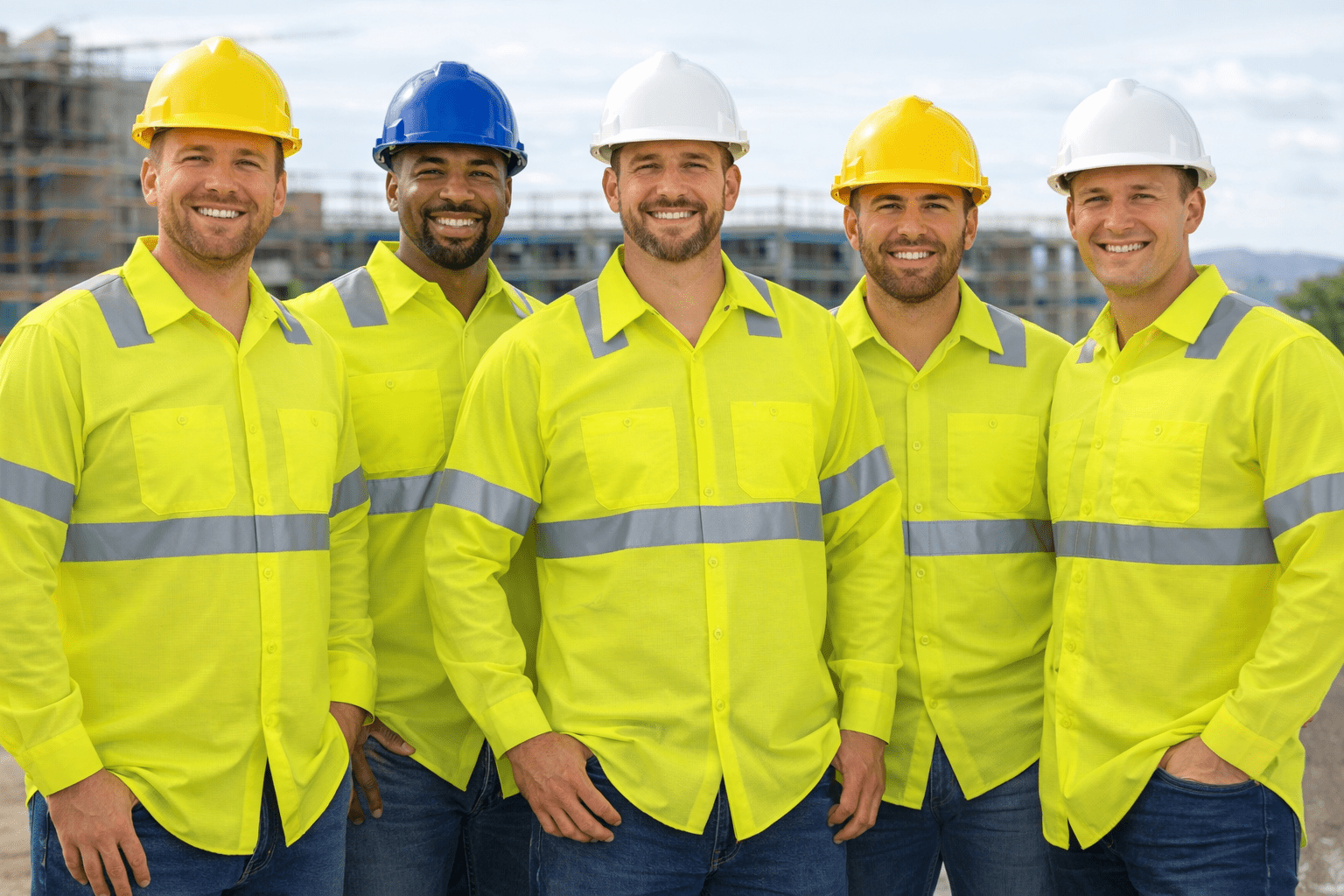 Industrial worker wearing safety uniform