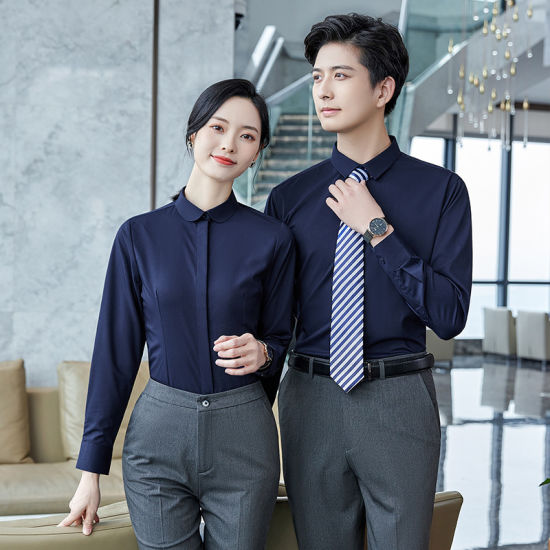 Office staff in business casual uniforms