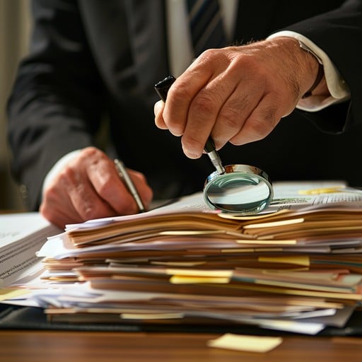 Professional examining documents