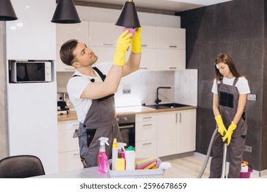 Service worker in clean, branded uniform