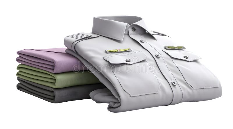 Stack of folded clean uniforms