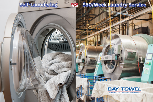 Uniforms being laundered in an industrial setting